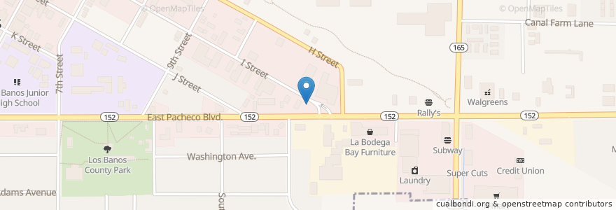 Mapa de ubicacion de Chevron en 미국, 캘리포니아주, Merced County, Los Banos.
