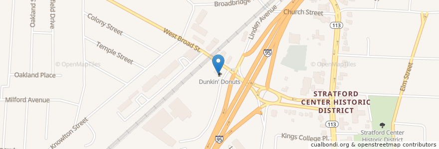 Mapa de ubicacion de Dunkin' Donuts en الولايات المتّحدة الأمريكيّة, كونيتيكت, Fairfield County, Stratford.