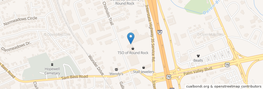 Mapa de ubicacion de Pok-E-Jo’s Smokehouse en 미국, 텍사스, Round Rock, Williamson County.