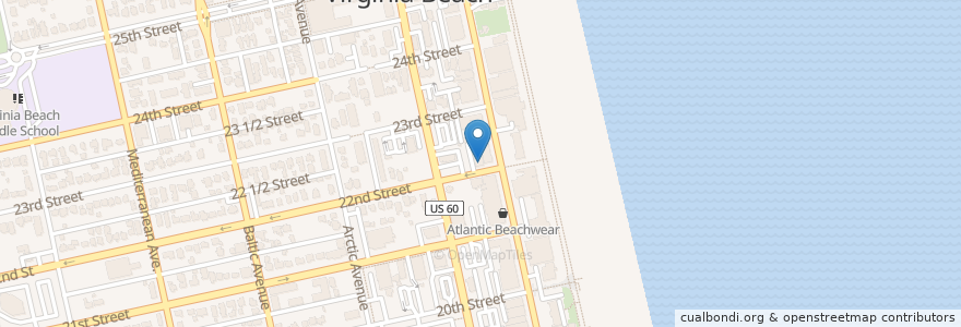 Mapa de ubicacion de Abbey Road Pub & Restaurant en Verenigde Staten, Virginia, Virginia Beach.