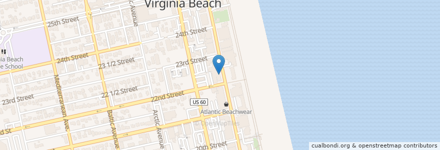 Mapa de ubicacion de Kohr Brothers en Соединённые Штаты Америки, Виргиния, Virginia Beach.