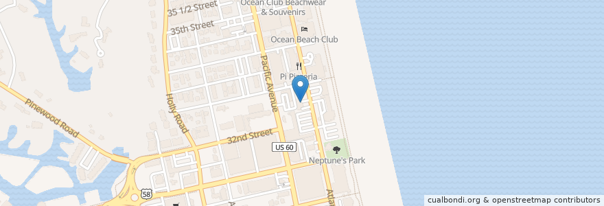 Mapa de ubicacion de Nautilus Restaurant en Соединённые Штаты Америки, Виргиния, Virginia Beach.