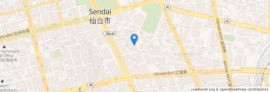 Mapa de ubicacion de 富士屋 en Japan, Präfektur Miyagi, 仙台市, 青葉区.