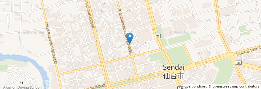 Mapa de ubicacion de 中華そば 嘉一 en Japonya, 宮城県, 仙台市, 青葉区.