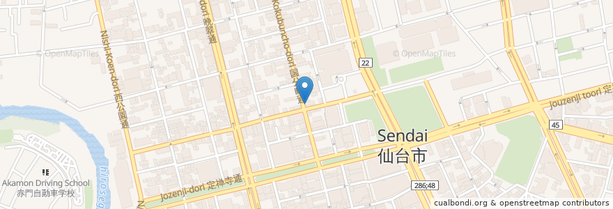 Mapa de ubicacion de えびそばえび助 en Japonya, 宮城県, 仙台市, 青葉区.