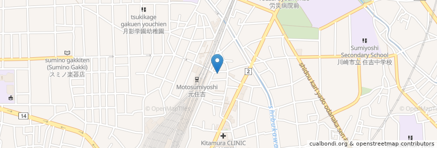 Mapa de ubicacion de フレッシュネスバーガー en Japon, Préfecture De Kanagawa, Kawasaki, 中原区.