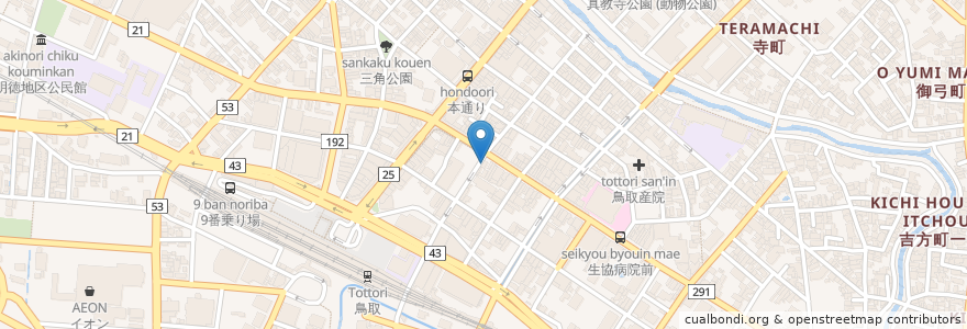 Mapa de ubicacion de 炭火焼ジュジュアン en ژاپن, 鳥取県, 鳥取市.