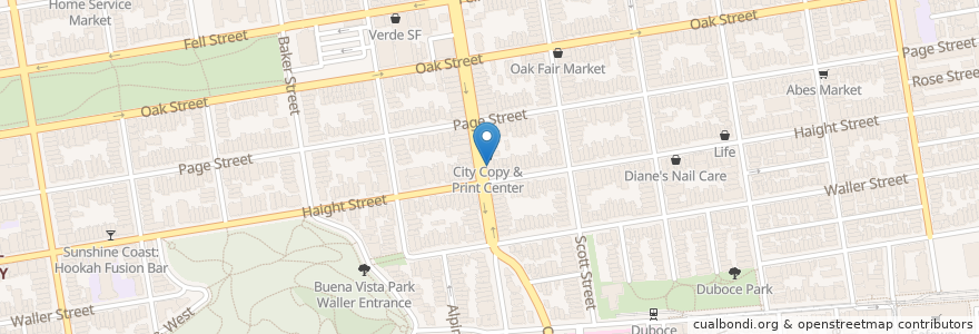 Mapa de ubicacion de Bus Stop Pizza en アメリカ合衆国, カリフォルニア州, サンフランシスコ, San Francisco.