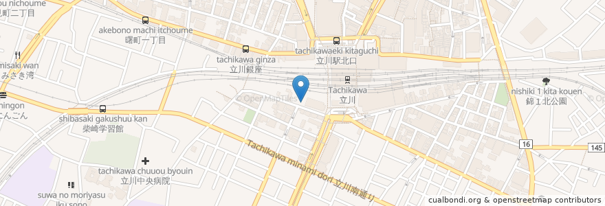 Mapa de ubicacion de ラーメン壱七家 en Japón, Tokio, Tachikawa.
