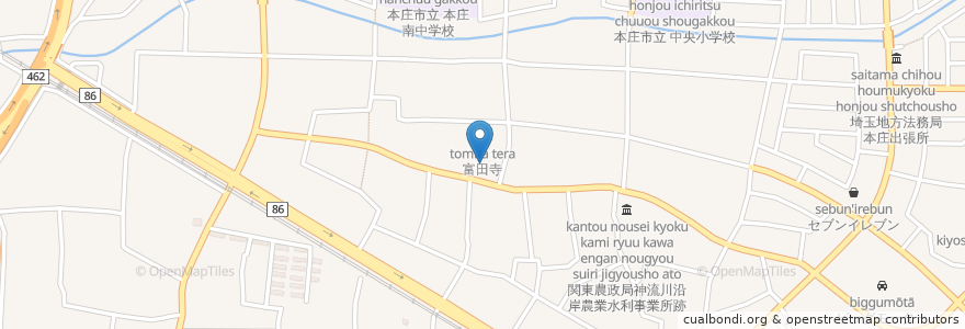Mapa de ubicacion de 熊野十二社神社 en Japan, Saitama Prefecture, Honjo.