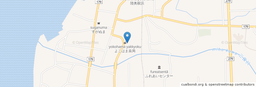 Mapa de ubicacion de なのはなクリニック en 日本, 青森県, 上北郡, 横浜町.