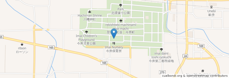 Mapa de ubicacion de 稱念寺 en 日本, 奈良県, 橿原市.