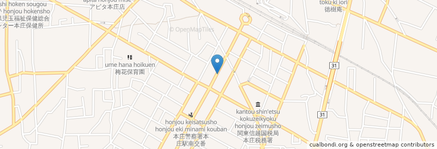 Mapa de ubicacion de 武蔵野銀行本庄支店、本庄南支店 en 日本, 埼玉県, 本庄市.
