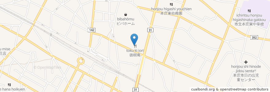 Mapa de ubicacion de 徳樹庵 en 日本, 埼玉县, 本庄市.