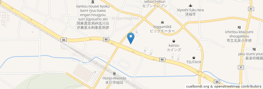 Mapa de ubicacion de スシロー 本庄早稲田店 en Япония, Сайтама, 本庄市.