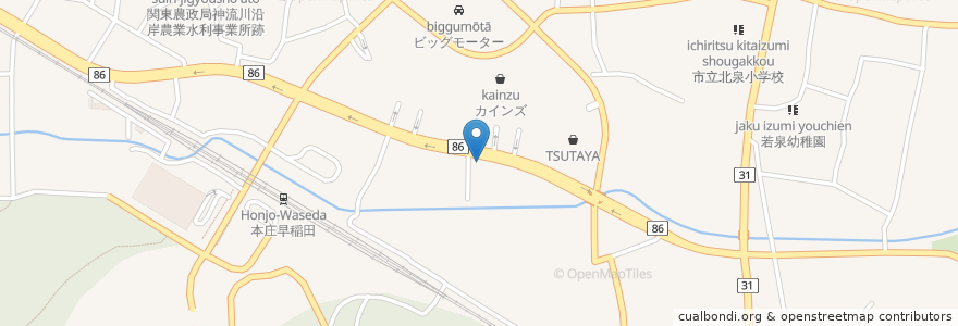 Mapa de ubicacion de 昭和シェル石油 本庄早稲田SS en اليابان, 埼玉県, 本庄市.