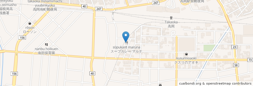Mapa de ubicacion de スープカレー マルナ en 일본, 도야마현, 高岡市.