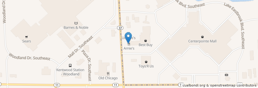Mapa de ubicacion de Arnie's en United States, Michigan, Kent County, Grand Rapids.
