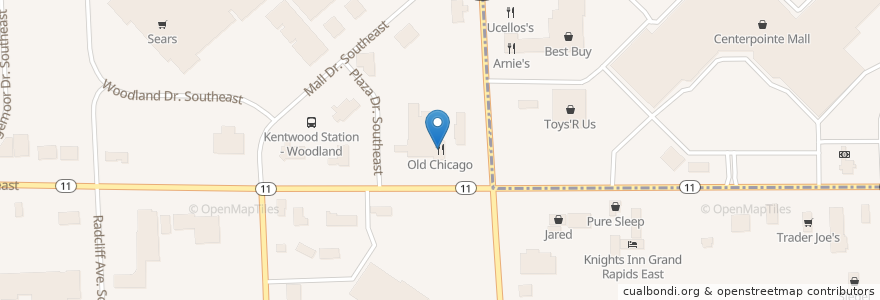 Mapa de ubicacion de Old Chicago en アメリカ合衆国, ミシガン州, Kent County, Grand Rapids.