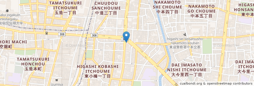Mapa de ubicacion de ひらの en Japonya, 大阪府, 大阪市, 東成区.