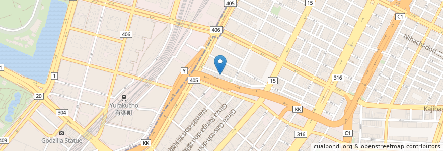 Mapa de ubicacion de 正一位伏見稲荷神社 en 일본, 도쿄도, 中央区.
