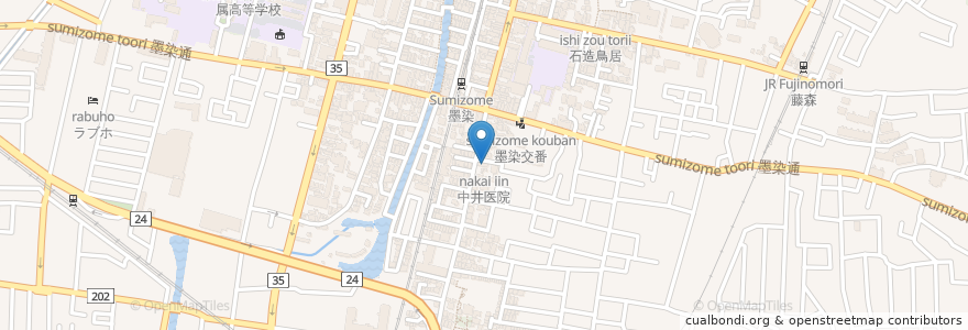 Mapa de ubicacion de 中井医院 en Япония, Киото, Киото, Фусими.
