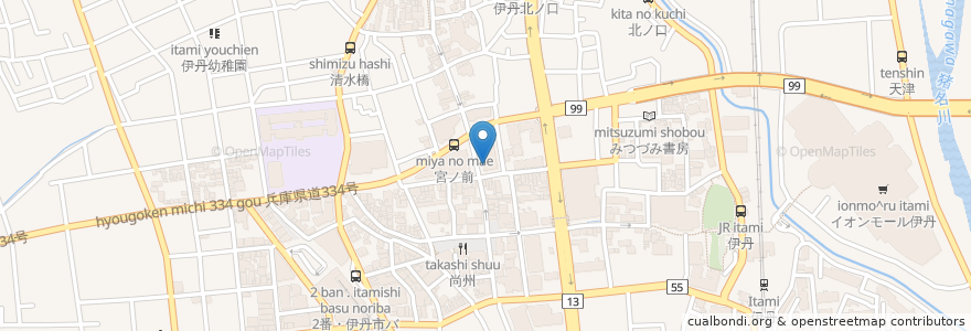 Mapa de ubicacion de Garden en Japonya, 兵庫県, 伊丹市.