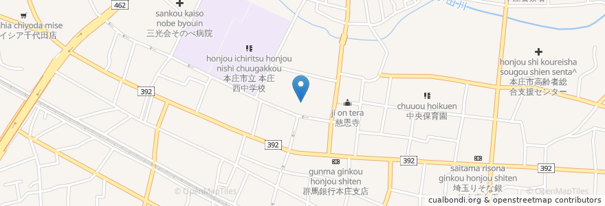 Mapa de ubicacion de 安養院 en 日本, 埼玉県, 本庄市.