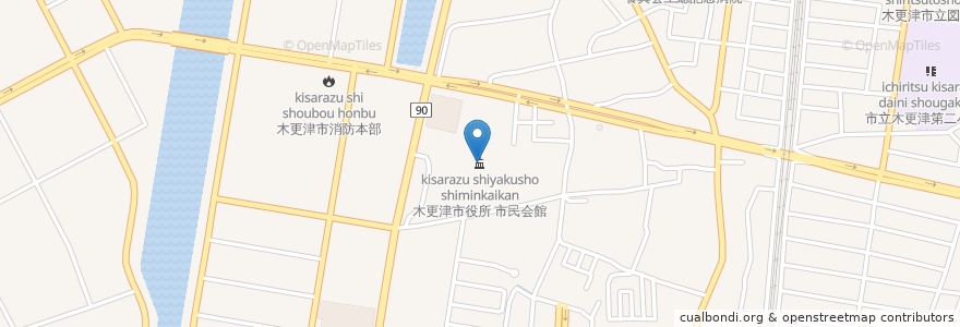 Mapa de ubicacion de 木更津市役所 市民会館 en 日本, 千葉県, 木更津市.