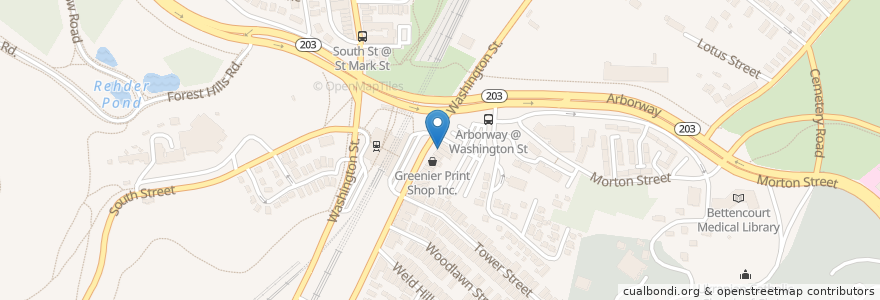 Mapa de ubicacion de Forest Hills Diner en 미국, 매사추세츠, Suffolk County, Boston.