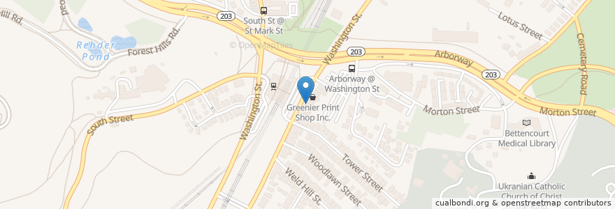 Mapa de ubicacion de Origination en 미국, 매사추세츠, Suffolk County, Boston.