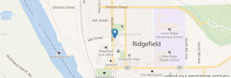 Mapa de ubicacion de Ridgefield Community Center en アメリカ合衆国, ワシントン州, Clark County, Ridgefield.