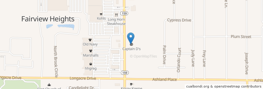 Mapa de ubicacion de Captain D's en Estados Unidos Da América, Illinois, Fairview Heights.