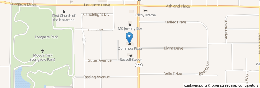 Mapa de ubicacion de Domino's Pizza en アメリカ合衆国, イリノイ州, Fairview Heights.