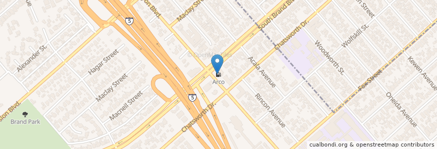 Mapa de ubicacion de Arco en Estados Unidos De América, California, Los Angeles County, Los Ángeles.