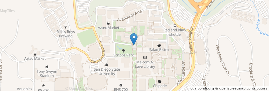 Mapa de ubicacion de SDSU Sundial en Estados Unidos De América, California, San Diego County, San Diego.