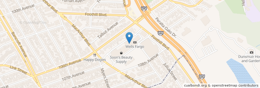 Mapa de ubicacion de Foothill Square Bingo en United States, California, Alameda County, Oakland.