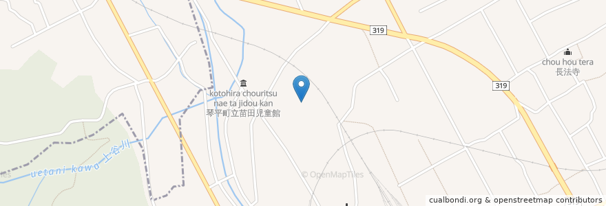 Mapa de ubicacion de 琴平町 en 日本, 香川県, 仲多度郡, 琴平町.