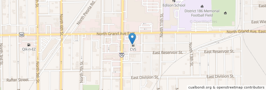 Mapa de ubicacion de CVS Pharmacy en United States, Illinois, Sangamon County, Springfield.