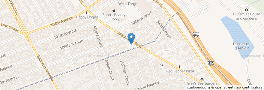 Mapa de ubicacion de Bens Burgers en United States, California, Alameda County, San Leandro.