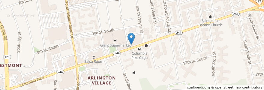 Mapa de ubicacion de William Jeffrey's Tavern en 美利坚合众国/美利堅合眾國, 弗吉尼亚州 / 維吉尼亞州 / 維珍尼亞州, Arlington County, Arlington.