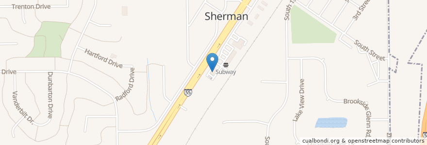 Mapa de ubicacion de Williamsville State Bank en 미국, 일리노이, Sangamon County, Sherman.