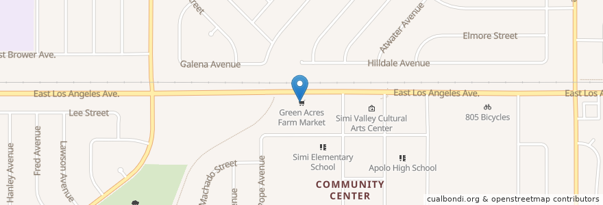 Mapa de ubicacion de Green Acres Farm Market en Соединённые Штаты Америки, Калифорния, Ventura County, Simi Valley.
