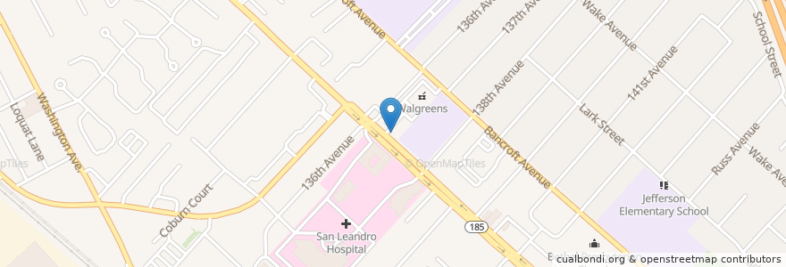 Mapa de ubicacion de Starbucks en Estados Unidos De América, California, Condado De Alameda, San Leandro.