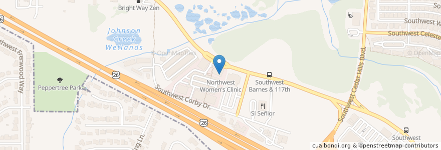 Mapa de ubicacion de Northwest Women's Clinic en 미국, 오리건, Washington County, Beaverton.