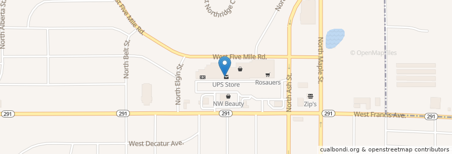 Mapa de ubicacion de The UPS Store en Stati Uniti D'America, Washington, Spokane County, Spokane.