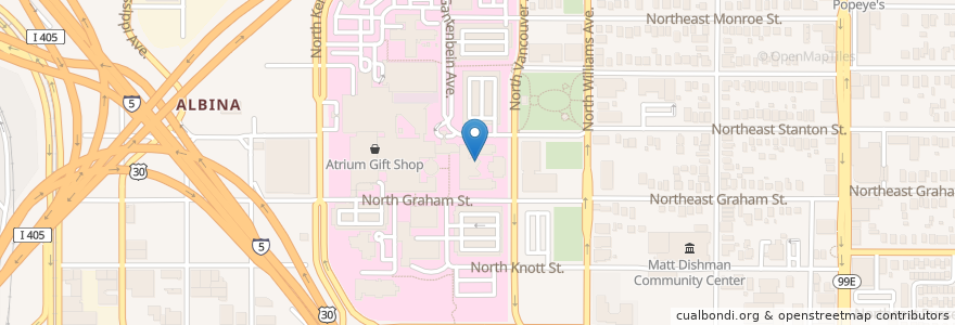 Mapa de ubicacion de Courtyard Cafe en Estados Unidos Da América, Oregon, Portland, Multnomah County.