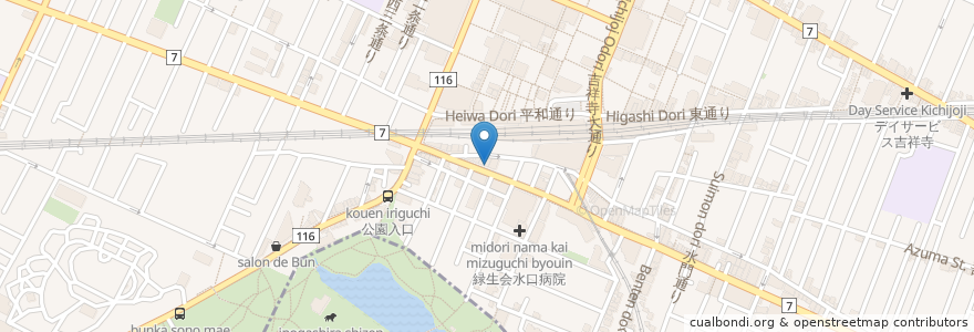 Mapa de ubicacion de カラハイゴールド en اليابان, 東京都, 武蔵野市.