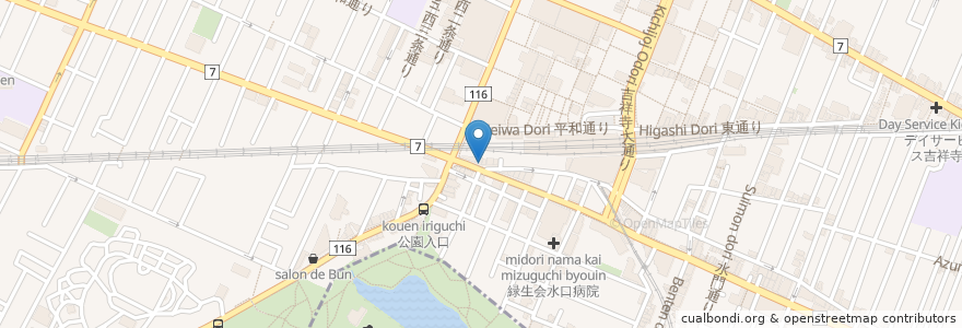 Mapa de ubicacion de タレカツ en Jepun, 東京都, 武蔵野市.