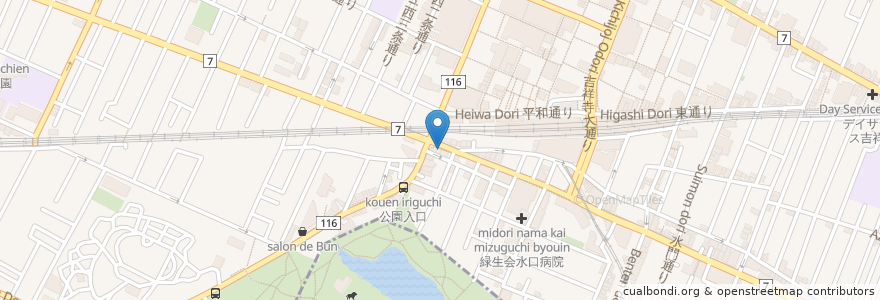Mapa de ubicacion de 太陽のトマト麺 en Japon, Tokyo, 武蔵野市.